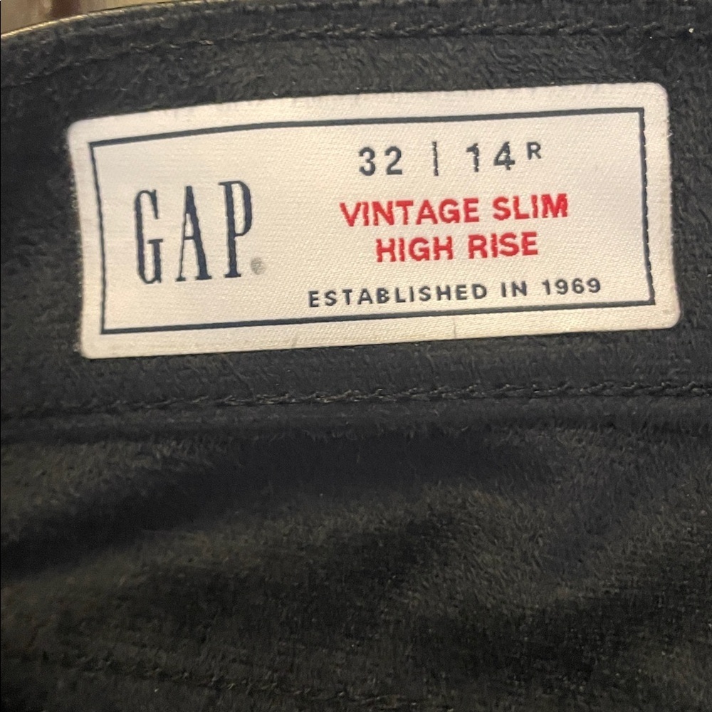 GAP Black High Rise Vegan Leather Vintage Slim Pants sz 14 - Picture 2 of 10